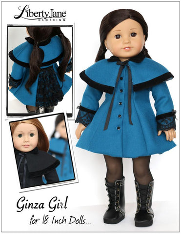 Liberty Jane 18 Inch Modern Ginza Girl Coat and Capelet 18" Doll Clothes Pattern Pixie Faire