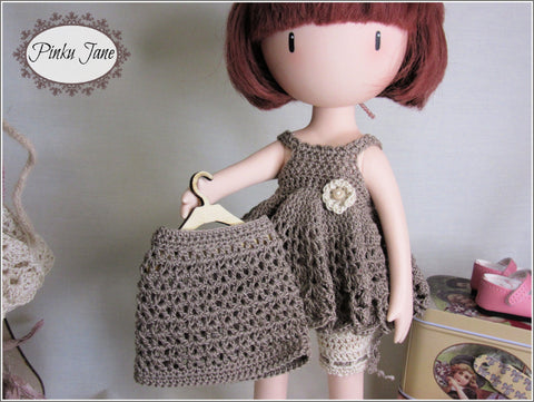 Pinku Jane Gorjuss Ruffles and Frills Mini Dress or Top Crochet Pattern For 12.5" Gorjuss Dolls Pixie Faire