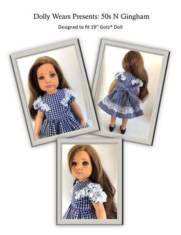 Dolly Wears Gotz 19" 50s N Gingham 19" Gotz Doll Clothes Pattern Pixie Faire