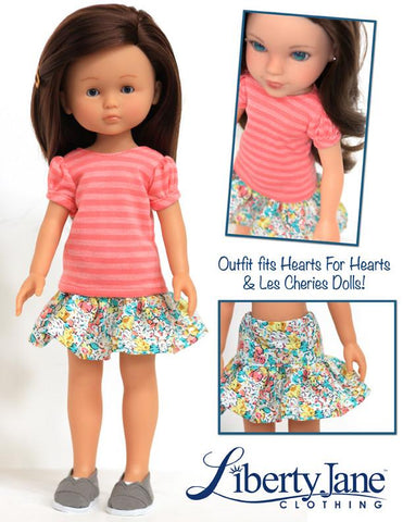 Liberty Jane H4H/Les Cheries Gathered Sleeve Tee and Harajuku Skirt for 13 - 14 Inch Dolls Pixie Faire