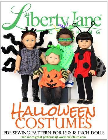 Liberty Jane 18 Inch Modern Halloween Costumes 15-18 inch Doll Clothes Pattern Pixie Faire