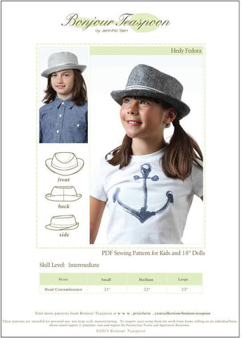 Bonjour Teaspoon Girls Hedy Fedora Pattern for Kids Pixie Faire