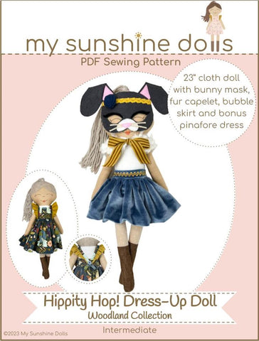My Sunshine Dolls Cloth Doll Hippity Hop! Dress Up Doll 23" Cloth Doll Pattern Bundle Options Pixie Faire