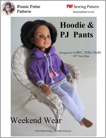 Flossie Potter BFC Ink Weekend Wear Hoodie & PJ Pants  for BFC, Ink Dolls Pixie Faire