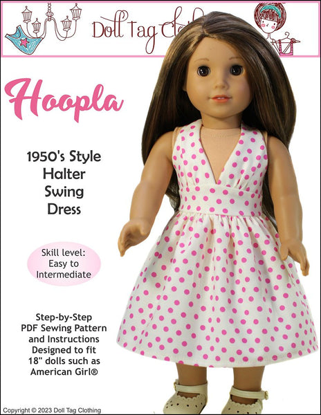 Doll Tag Clothing Hoopla Dress Doll Clothes Pattern 18 inch American Girl  Dolls
