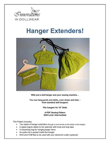 Innovations in Dollwear 18 Inch Modern Hanger Extenders 18" Doll Accessory Pattern Pixie Faire