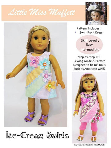 Little Miss Muffett 18 Inch Modern Ice-Cream Swirls 18" Doll Clothes Pattern Pixie Faire