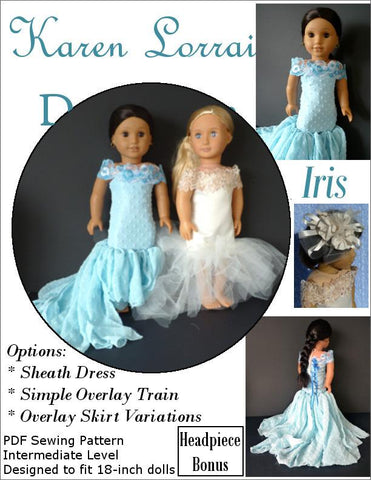 Karen Lorraine Design BOGO 18 Inch Modern Iris 18" Doll Clothes Pattern Pixie Faire