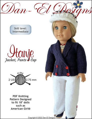 Dan-El Designs Knitting Itanje Knitted Outfit 18 inch Doll Clothes Knitting Pattern Pixie Faire
