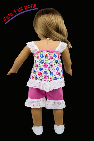 Just 4 Us Dolls 18 Inch Modern Lilly’s Lacy Top, Shorts, & Capris 18" Doll Clothes Pattern Pixie Faire