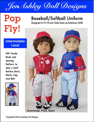 Jen Ashley Doll Designs 18 Inch Modern Pop Fly! Baseball/Softball Uniform 18" Doll Clothes Pixie Faire