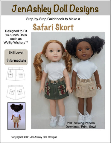 Jen Ashley Doll Designs WellieWishers Safari Skort 14.5" Doll Clothes Pixie Faire