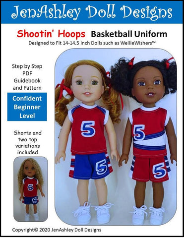 Jen Ashley Doll Designs WellieWishers Shootin' Hoops Basketball Uniform 14-14.5" Doll Clothes Pattern Pixie Faire