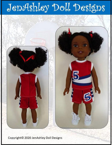 Jen Ashley Doll Designs WellieWishers Shootin' Hoops Basketball Uniform 14-14.5" Doll Clothes Pattern Pixie Faire