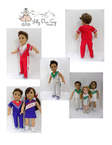 Jelly Bean Soup Designs 18 inch Boy Doll Boy Cheerleader 18" Doll Clothes Pattern Pixie Faire