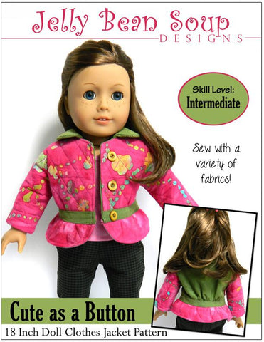 Jelly Bean Soup Designs 18 Inch Modern Cute as a Button Jacket 18" Doll Clothes Pixie Faire