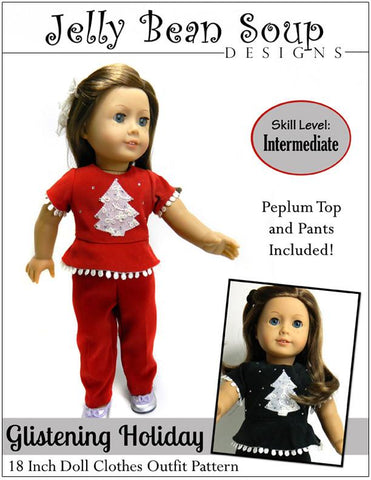 Jelly Bean Soup Designs 18 Inch Modern Glistening Christmas Holiday Outfit 18" Doll Clothes Pattern Pixie Faire
