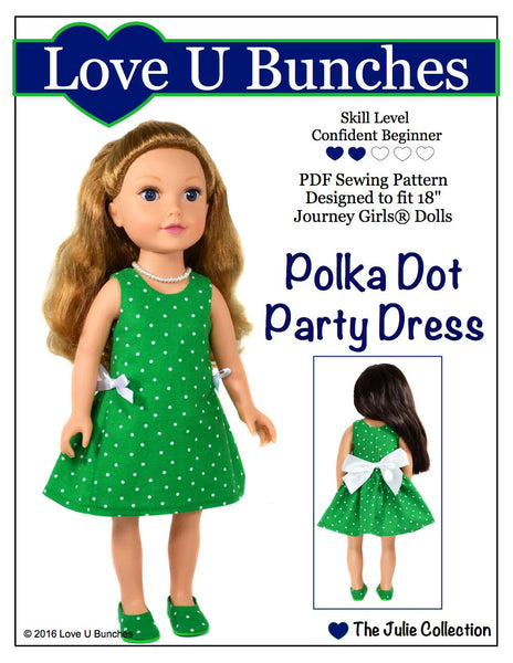 Love U Bunches Polka Dot Party Dress Doll Clothes Pattern for