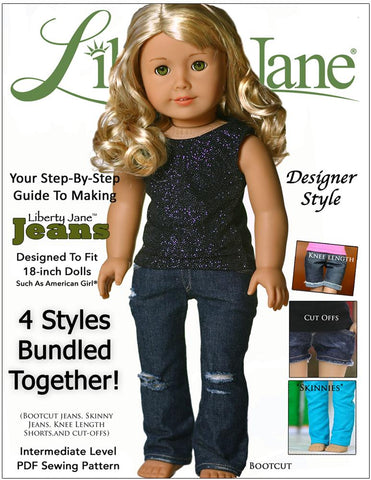 Liberty Jane 18 Inch Modern Jeans Bundle 18" Doll Clothes Pattern Pixie Faire