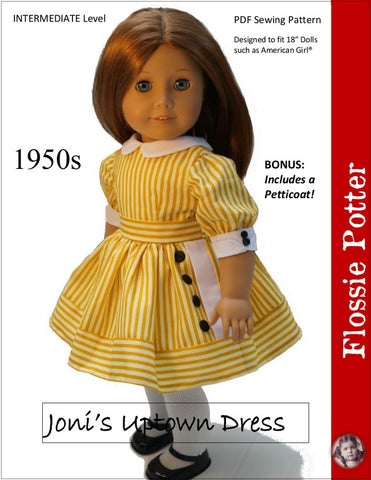 Flossie Potter 18 Inch Historical Joni's Uptown Dress 18" Doll Clothes Pattern Pixie Faire