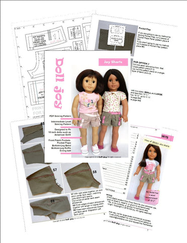 Doll Joy 18 Inch Modern Joy Shorts 18" Doll Clothes Pattern Pixie Faire