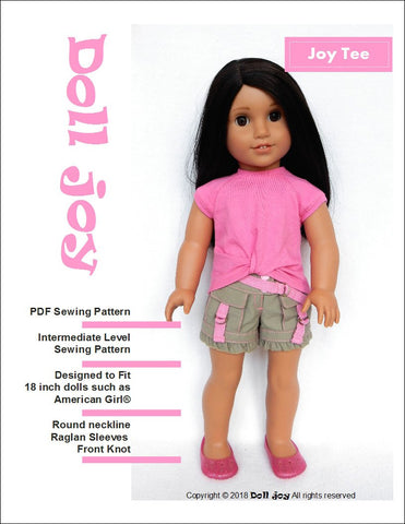 Doll Joy 18 Inch Modern Joy Tee 18" Doll Clothes Pattern Pixie Faire