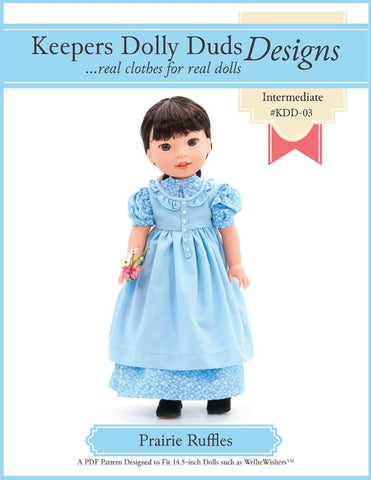 Keepers Dolly Duds Pixie Faire WellieWishers Prairie Ruffles Dress 14.5" Doll Clothes Pattern Pixie Faire