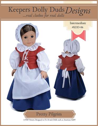 Keepers Dolly Duds Designs 18 Inch Historical Pretty Pilgrim 18" Doll Clothes Pattern Pixie Faire