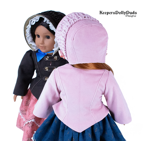 Keepers Dolly Duds Designs 18 Inch Historical 1850s Girls Jacket and Bonnet Ensemble 18" Doll Clothes Pattern Pixie Faire