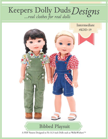 Keepers Dolly Duds Pixie Faire WellieWishers Bibbed Playsuit 14.5" Doll Clothes Pattern Pixie Faire