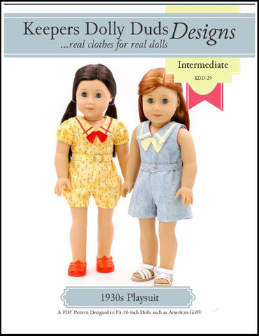 Keepers Dolly Duds Designs 18 Inch Historical 1930s Playsuit 18" Doll Clothes Pattern Pixie Faire