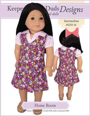 Keepers Dolly Duds Designs 18 Inch Historical Home Room 1970's Style Jumper and Blouse 18" Doll Clothes Pattern Pixie Faire