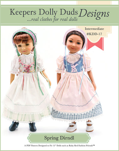 Keepers Dolly Duds Pixie Faire Ruby Red Fashion Friends Spring Dirndl Pattern for 15" Ruby Red Fashion Friends Dolls Pixie Faire