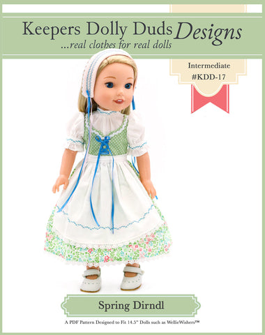 Keepers Dolly Duds Pixie Faire WellieWishers Spring Dirndl 14.5" Doll Clothes Pattern Pixie Faire
