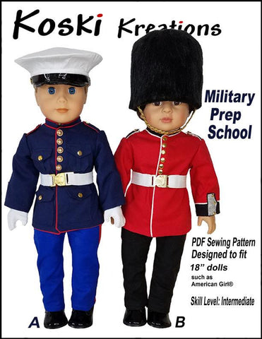 Koski Kreations 18 Inch Modern Military Prep School Uniform 18" Doll Clothes Pattern Pixie Faire
