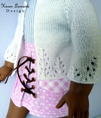 Karen Lorraine Design Knitting Luxe Cardigan Knitting Pattern For 18" Dolls Pixie Faire