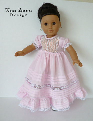 Karen Lorraine Design 18 Inch Historical Heirloom Lace Dress 18" Doll Clothes Pattern Pixie Faire