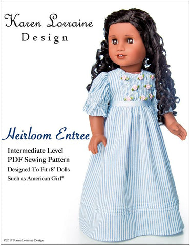 Karen Lorraine Design 18 Inch Historical Heirloom Entree 18" Doll Clothes Pattern Pixie Faire