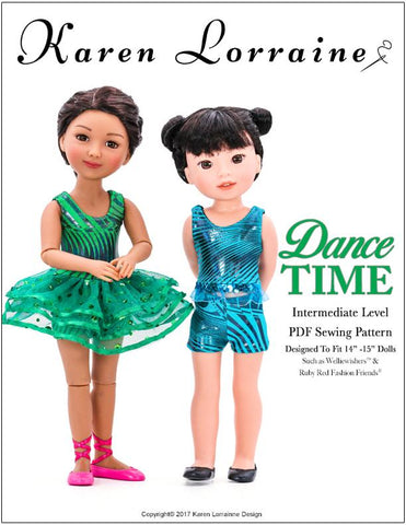 Karen Lorraine Design WellieWishers Dance Time 14"-15" Doll Clothes Pattern Pixie Faire