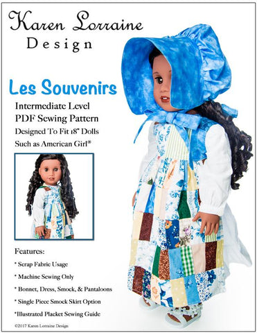 Karen Lorraine Design 18 Inch Historical Les Souvenirs 18" Doll Clothes Pattern Pixie Faire