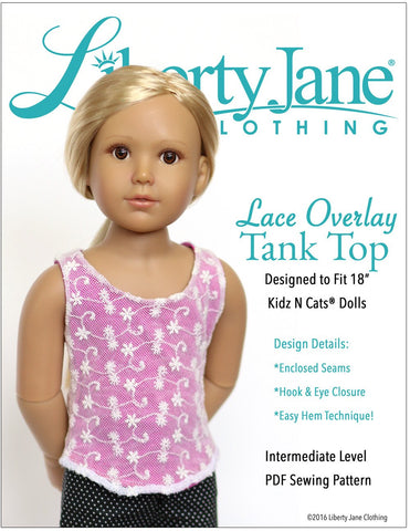 Liberty Jane Kidz n Cats Lace Overlay Tank Top Pattern For Kidz N Cats Dolls Pixie Faire