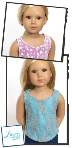 Liberty Jane Kidz n Cats Lace Overlay Tank Top Pattern For Kidz N Cats Dolls Pixie Faire