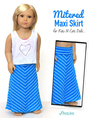 Liberty Jane Kidz n Cats Mitered Maxi Skirt Pattern for Kidz N Cats Dolls Pixie Faire