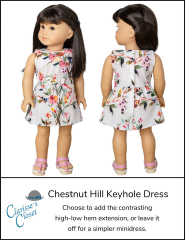 Clarisse's Closet 18 Inch Modern Chestnut Hill Keyhole Dress 18" Doll Clothes Pattern Pixie Faire