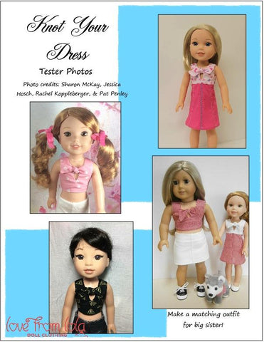 Love From Lola WellieWishers Knot Your Dress  14.5" Doll Clothes Pattern Pixie Faire