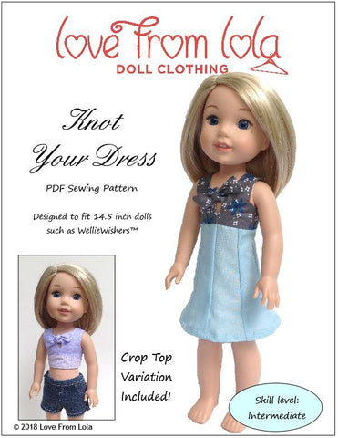 Love From Lola WellieWishers Knot Your Dress  14.5" Doll Clothes Pattern Pixie Faire