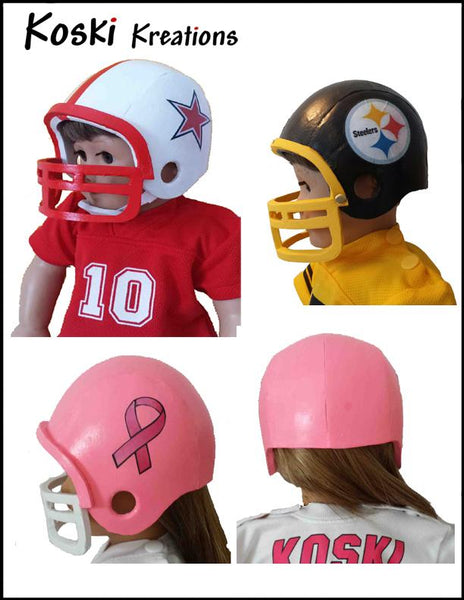 child plastic football helmet Koski Kreations Football Helmet Doll Accessory Pattern 18" American Girl  Dolls