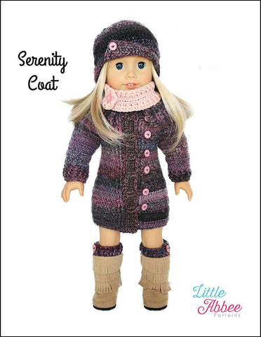 Little Abbee Crochet Serenity Coat 18" Doll Crochet Pattern Pixie Faire