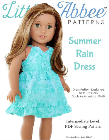 Little Abbee 18 Inch Modern Summer Rain Dress 18" Doll Clothes Pattern Pixie Faire