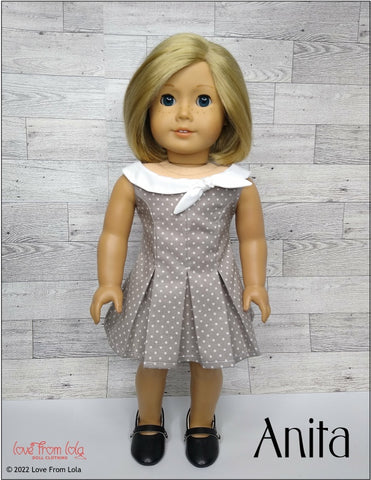 Love From Lola 18 Inch Modern Anita Dress 18" Doll Clothes Pattern Pixie Faire